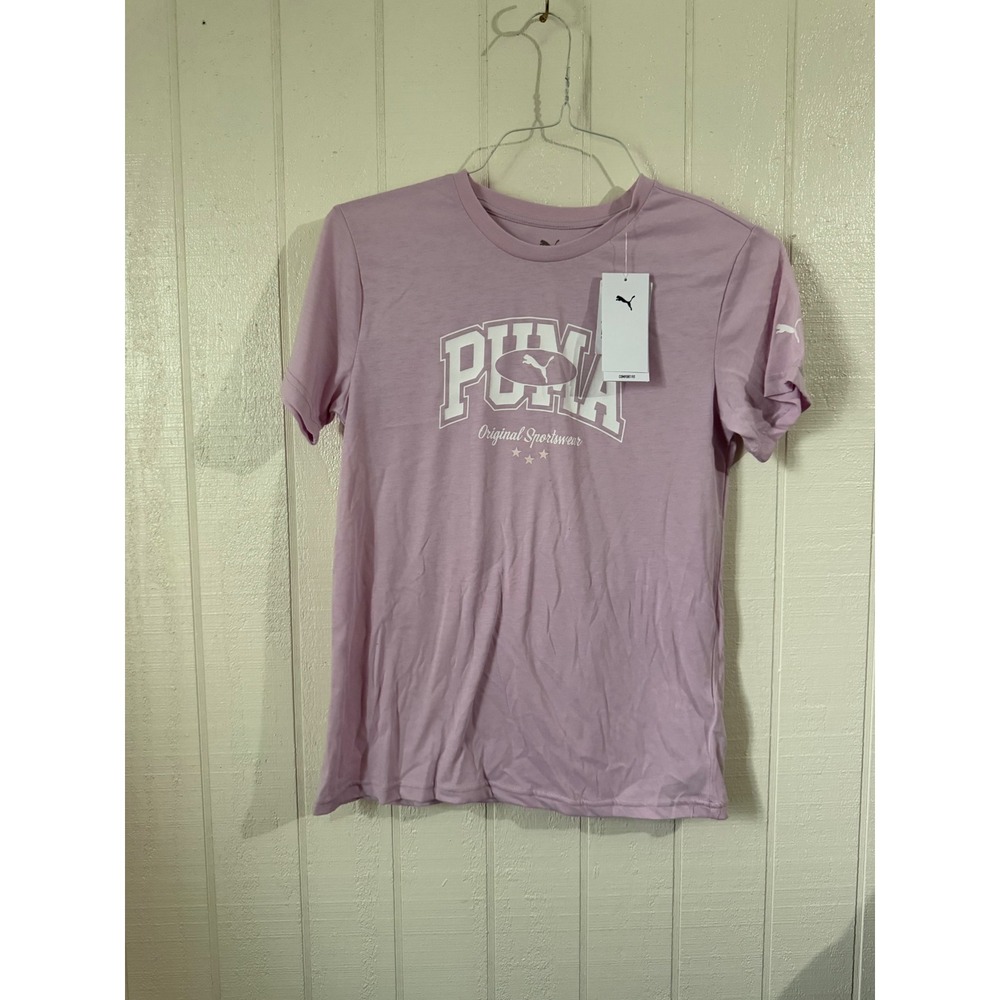 Puma Womens Original Sportswear Graphic T-Shirt Lavender Purple Small NWT